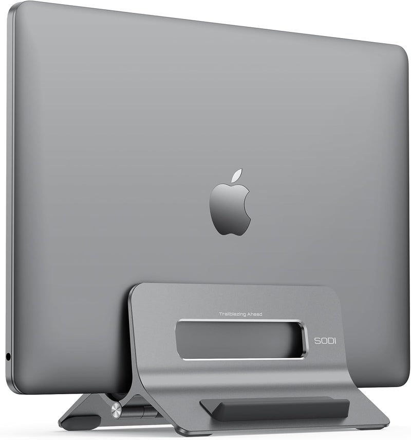SODI Vertical Laptop Stand for Desk  Gravity Auto Lock MacBook Stand  Aluminum Laptop Vertical Dock Stand Holder Compatible with MacBook Pro  MacBook Air  Space Grey - Image 1